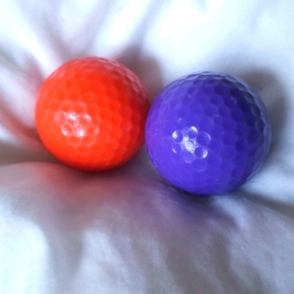 Orange and Purple Outdoor Golf Balls Bright Colors Cottagecore Collectible 🇺🇦